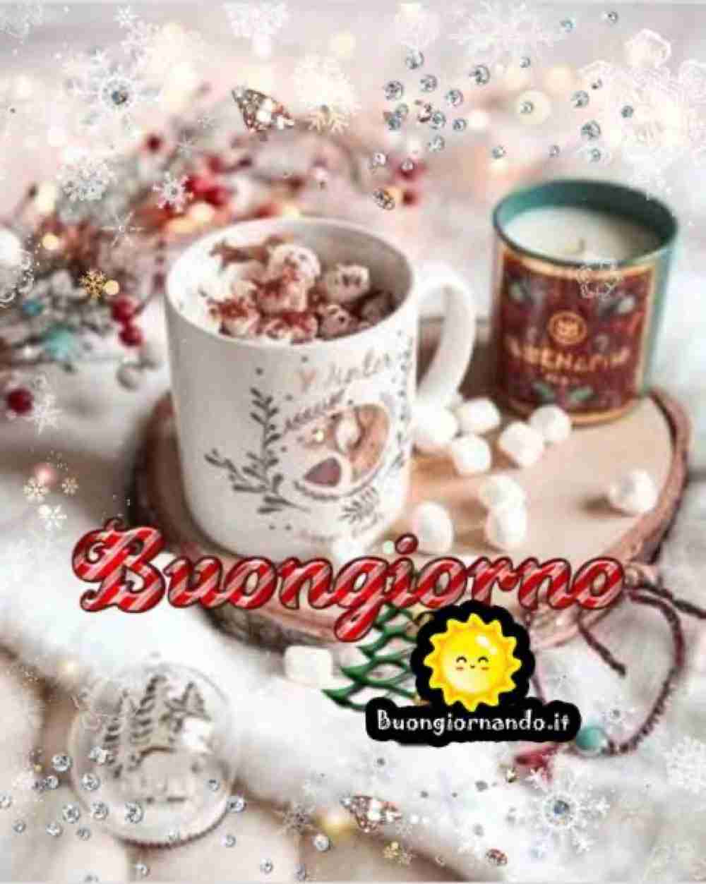 buongiorno natalizio con tazza di caffè