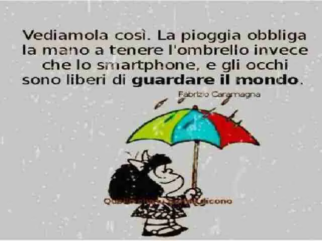 Buongiorno spiritoso con la pioggia e Mafalda